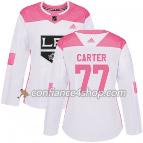 Adidas Maillot de Hockey Los Angeles Kings Jeff Carter 77 2017-2018 Blanc Rose Fashion Authentic - Femme